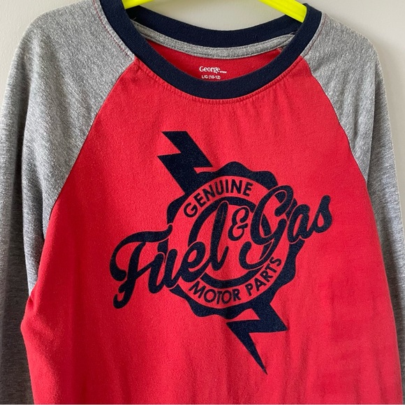 Boys Long Sleeve T-Shirt Raglan Sleeve - Retro Inspired - Orange, Grey, & Navy - Picture 3 of 7